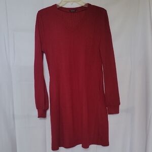 Burgundy Long Sleeve Sweater Dress